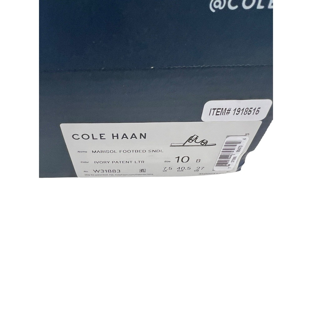 Cole Haan Women's Marisol Footbed Sandal Ivory Patent Leather Size 10 New - Picture 5 of 5